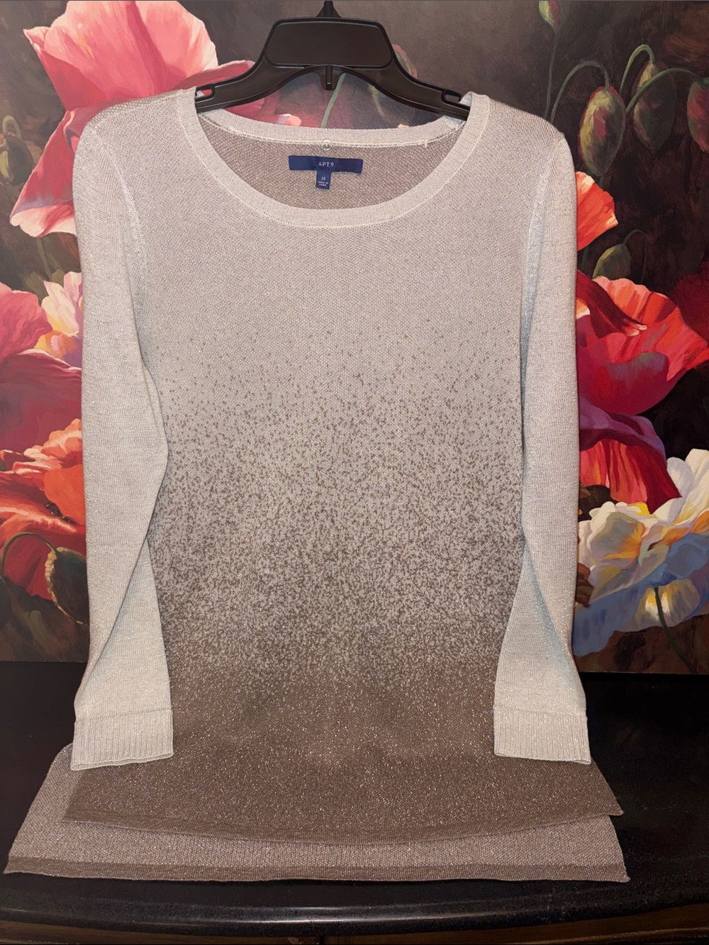 NWOT Apt. 9 Women's Cream to Brown Gold Ombre Crewneck Sweater